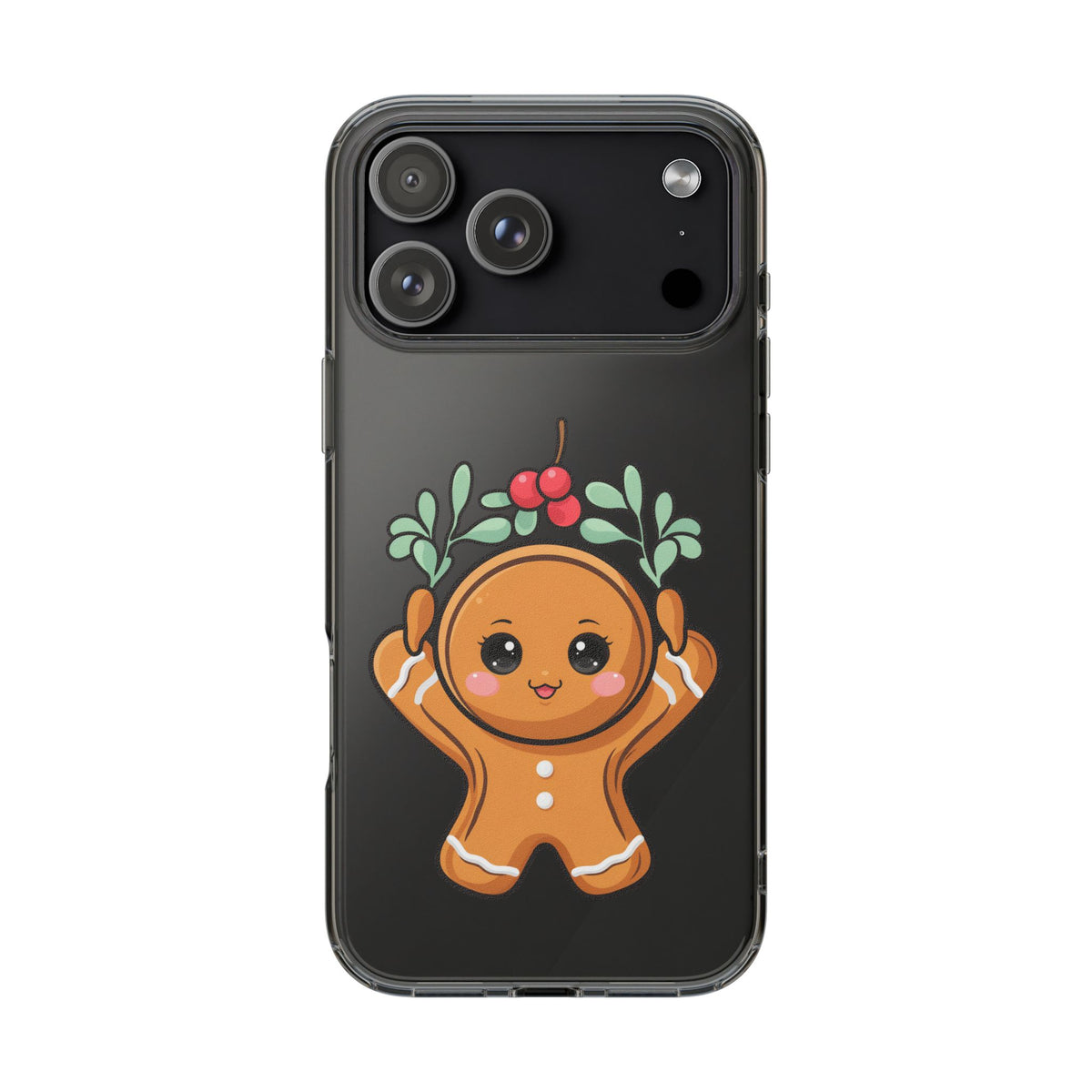 Kawaii Gingerbread Phone Case with Mistletoe Cheer
