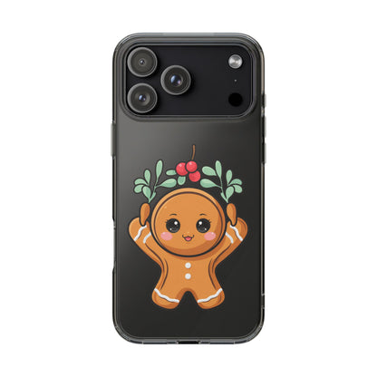 Kawaii Gingerbread Phone Case with Mistletoe Cheer