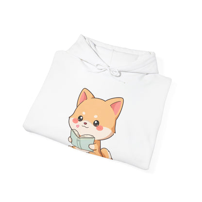 Kawaii Shiba Inu Reading Hoodie for Cozy Study Days