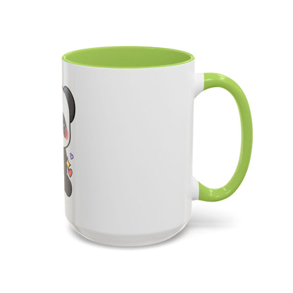 Kawaii Panda Accent Coffee Mug, Cute Plant Lover Gift