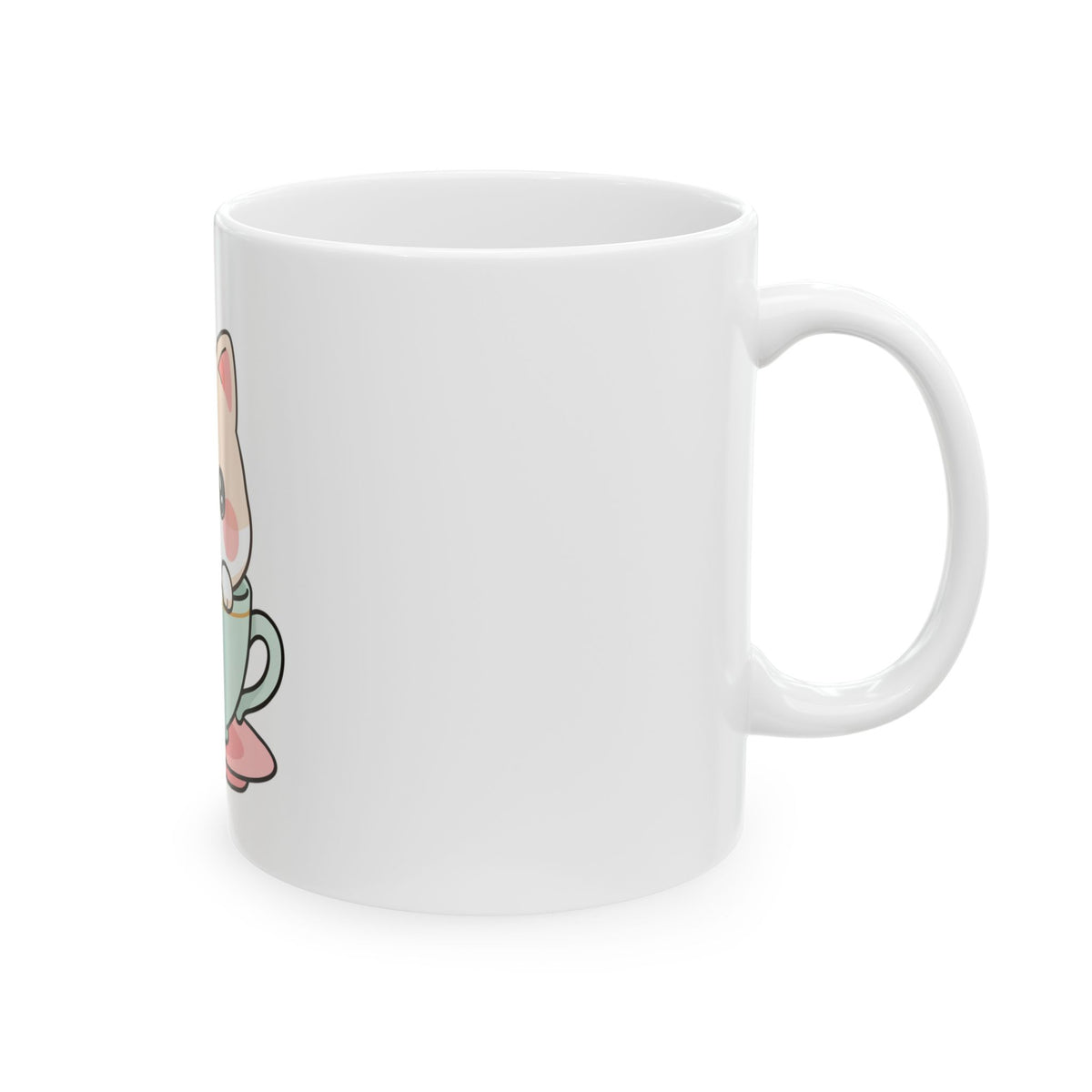 Kawaii Cat Mug, Cute Tea Lover Gift for Cat Fans