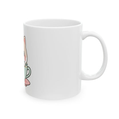 Kawaii Cat Mug, Cute Tea Lover Gift for Cat Fans