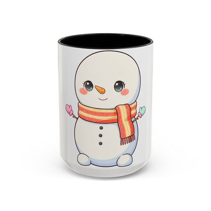 Kawaii Snowman Christmas Mug, Cute Holiday Accent Coffee Mug