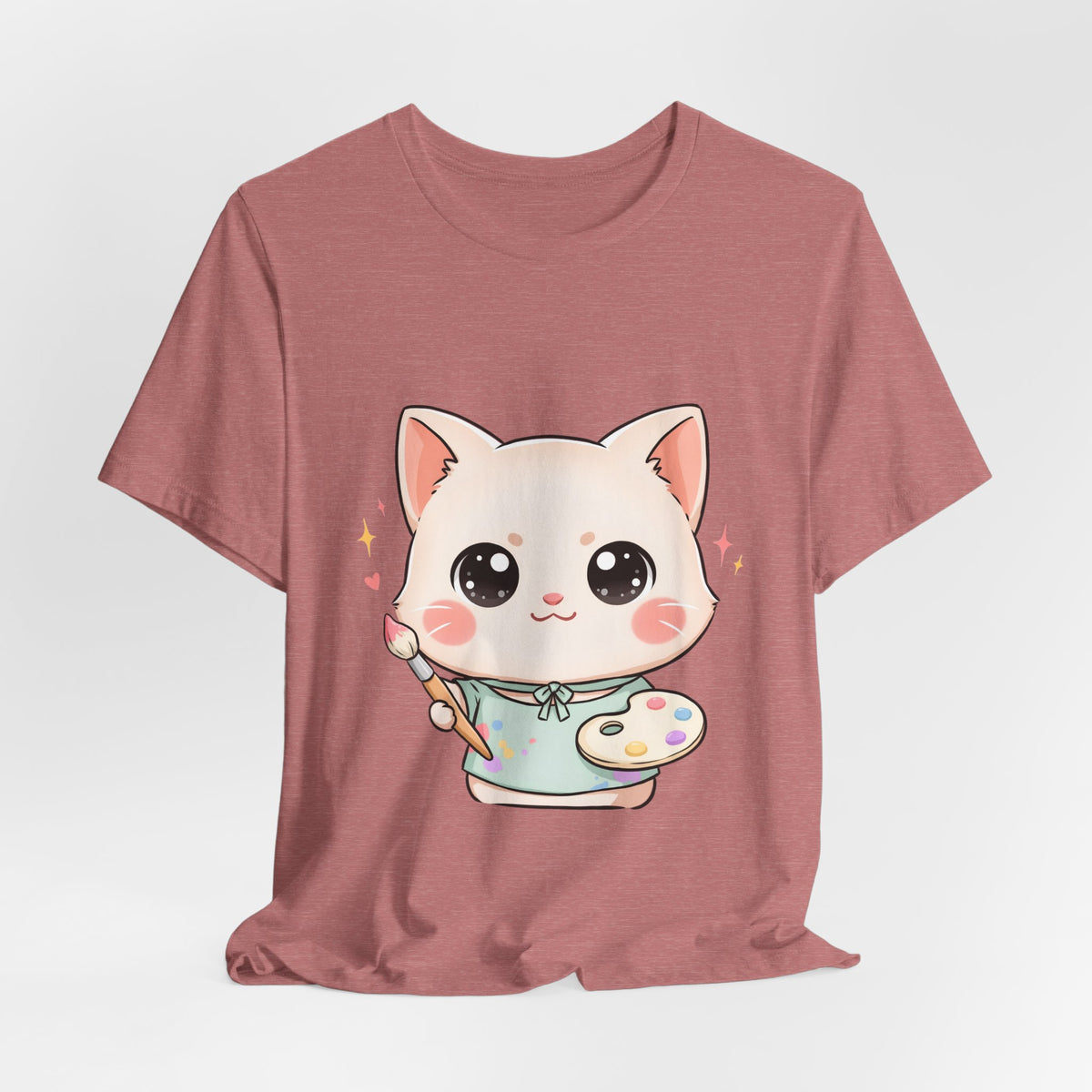 Kawaii Cat Artist T-Shirt for Creative Cat Lovers