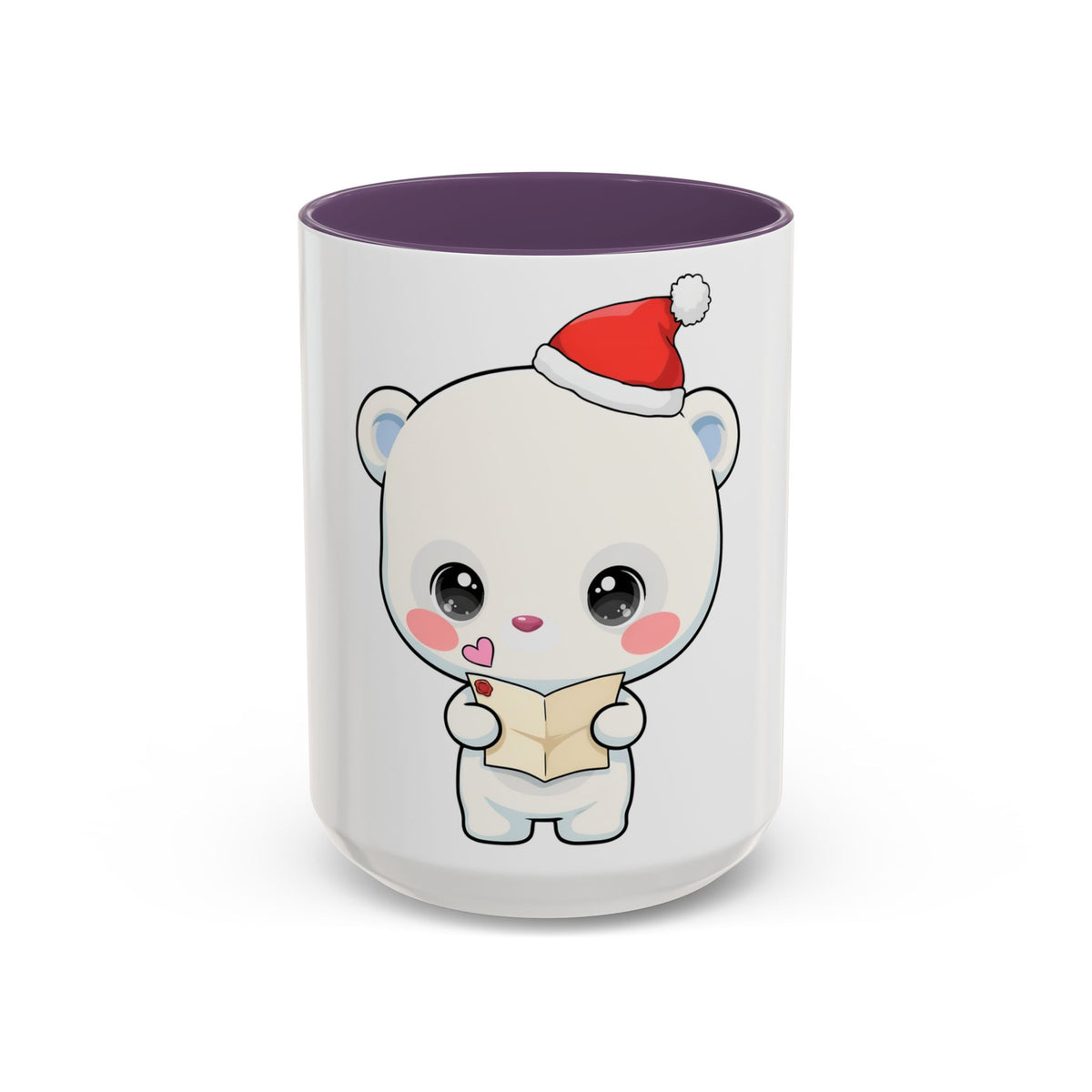 Kawaii Polar Bear Christmas Mug – Santa Letter Accent Mug