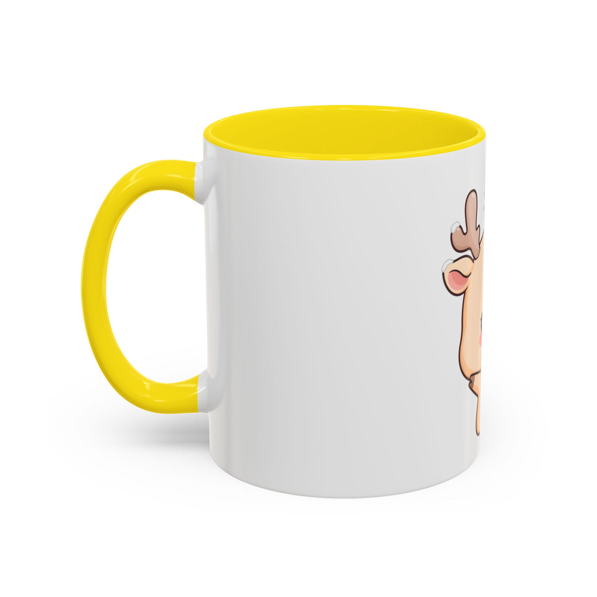 Kawaii Reindeer Accent Coffee Mug for Cozy Winter Sips