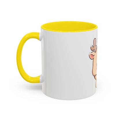 Kawaii Reindeer Accent Coffee Mug for Cozy Winter Sips