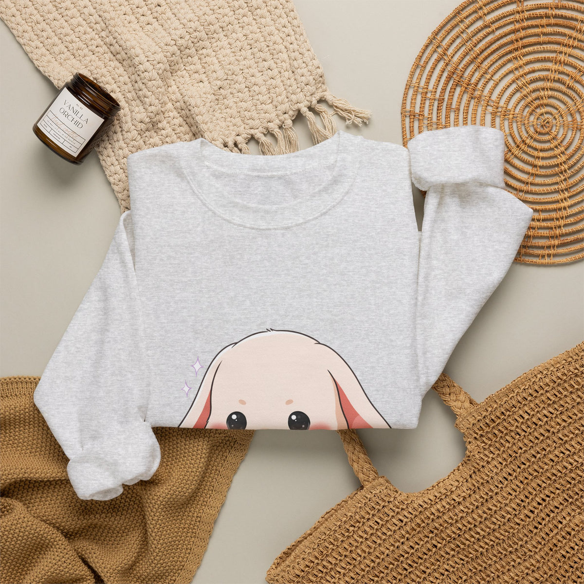 Kawaii Bunny Sweatshirt, Cute Chibi Tea Cup Rabbit