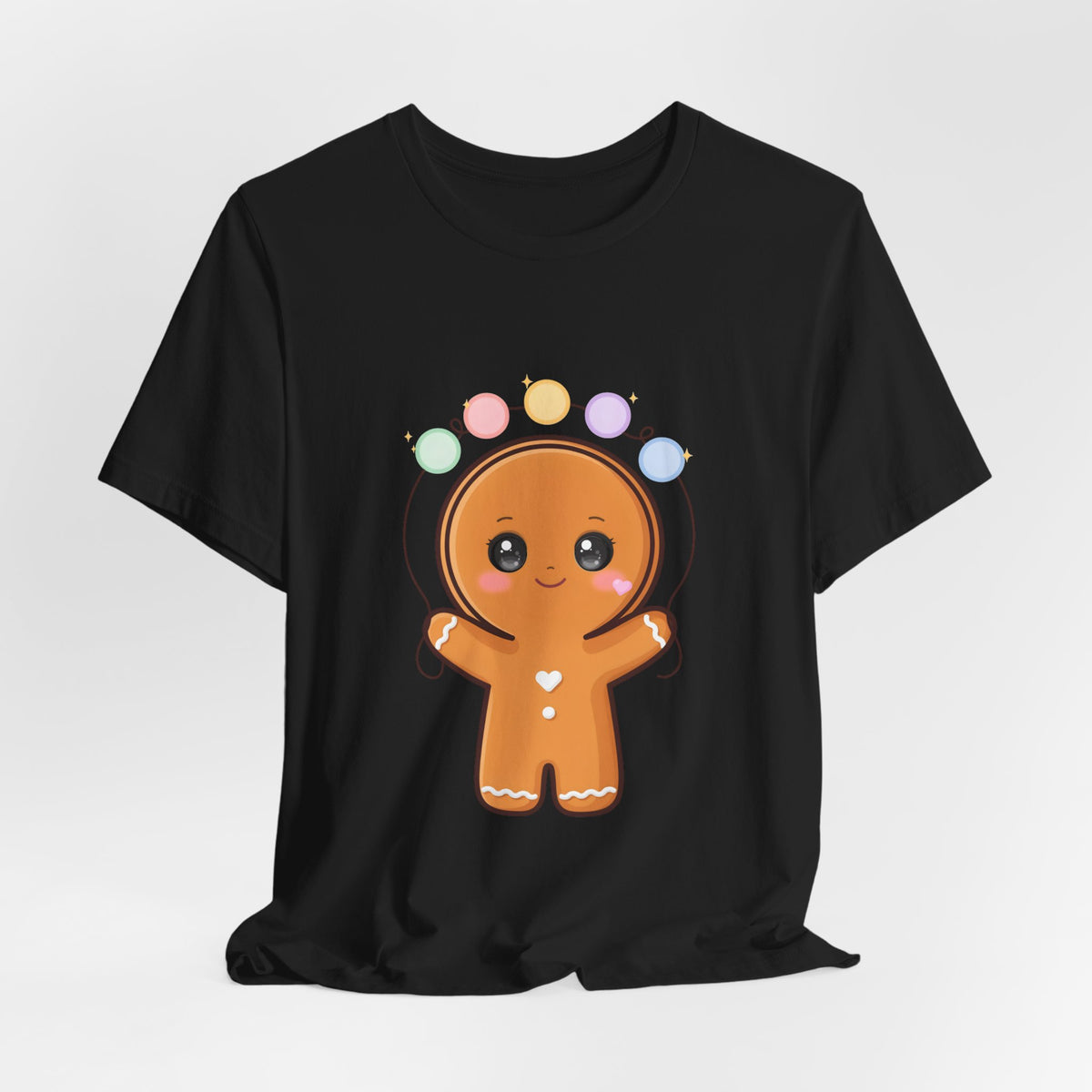 Kawaii Gingerbread Man Christmas T-Shirt, Cute Holiday Tee