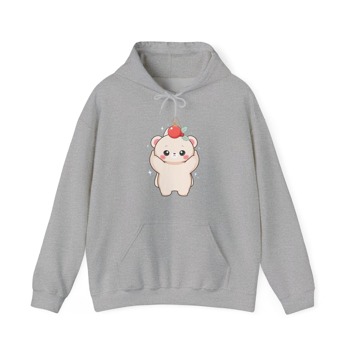 Christmas Polar Bear Hoodie, Cute Kawaii Holiday Sweatshirt