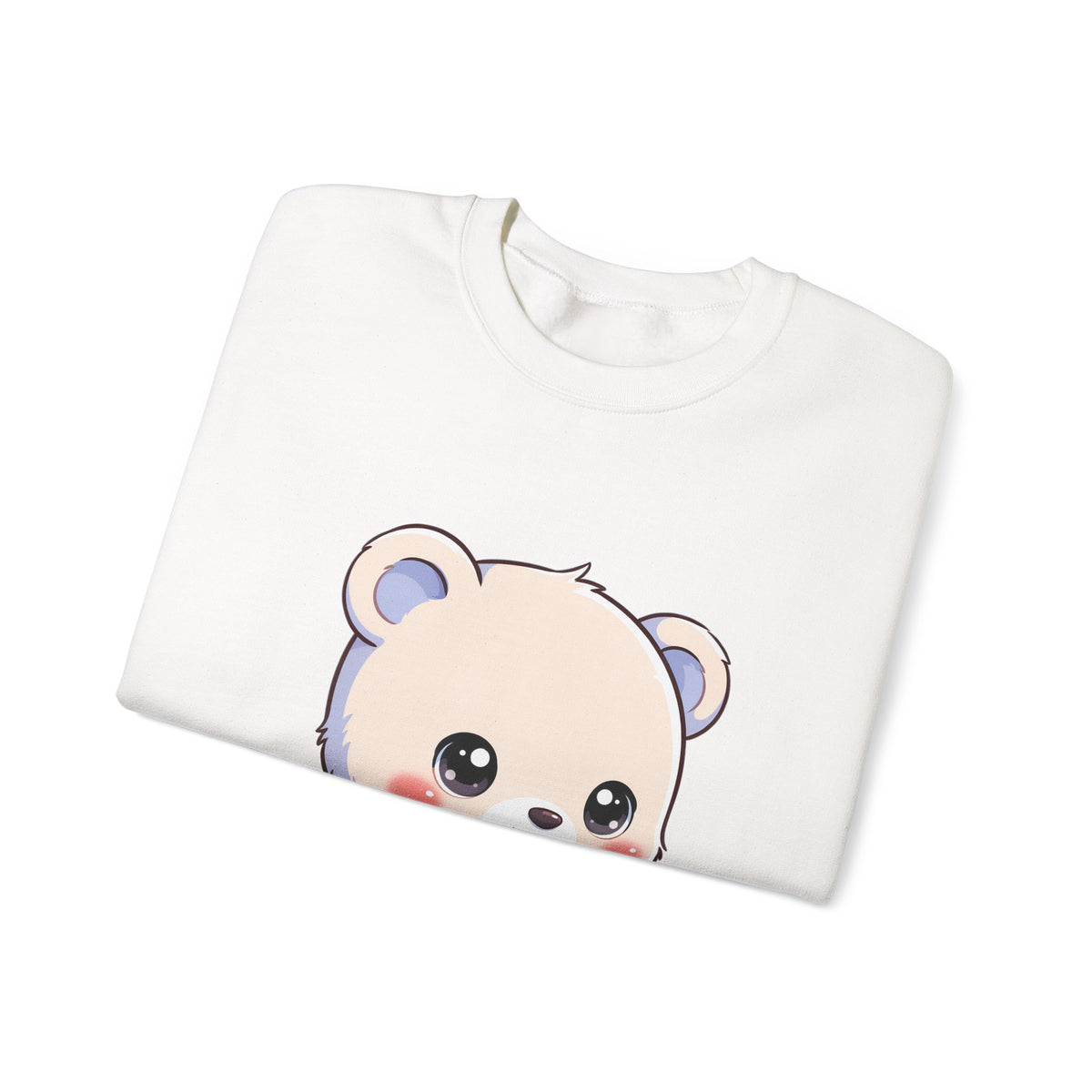 Kawaii Polar Bear Sweatshirt, Cute Sledding Cub Crewneck