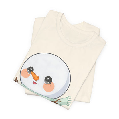Cute Snowman T-Shirt, Kawaii Ice Skating Holiday Gift