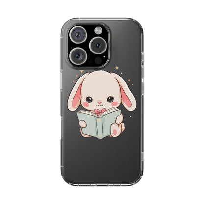 Kawaii Reading Bunny Clear Impact-Resistant Case