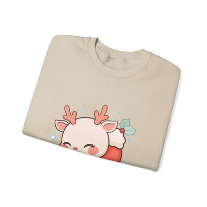 Christmas Reindeer Sweatshirt, Kawaii Stocking Holiday Gift