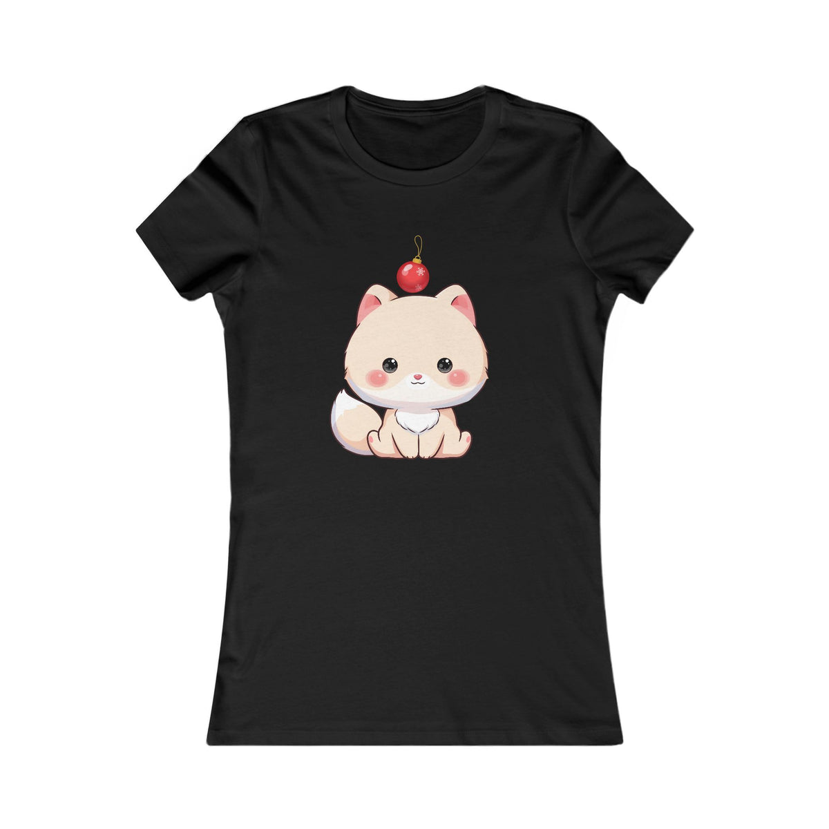 Kawaii Arctic Fox Christmas Tee for Holiday Decorating