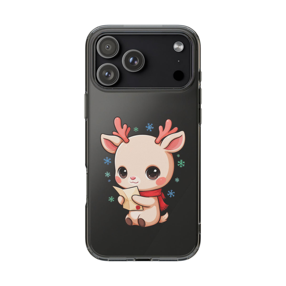 Christmas Reindeer Clear Impact-Resistant Phone Case
