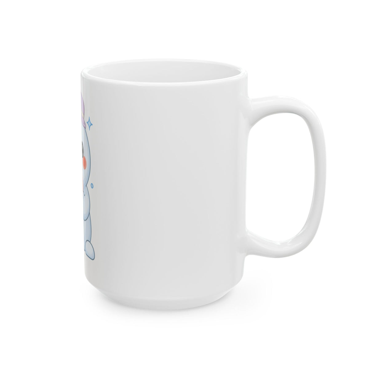 Kawaii Snowman Mug, Cute Holiday Ceramic Coffee Cup