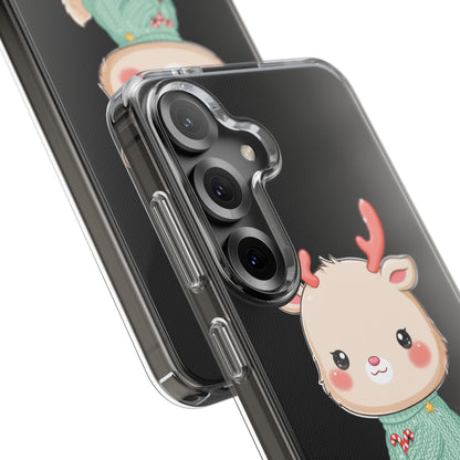 Kawaii Reindeer Clear Impact-Resistant Phone Case