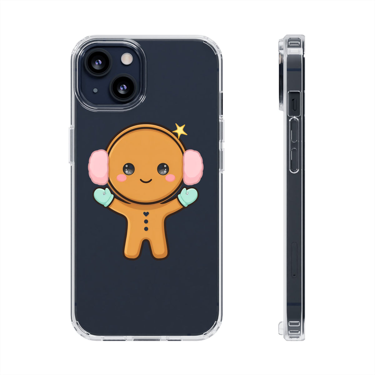 Kawaii Gingerbread Phone Case, Cute Winter Character