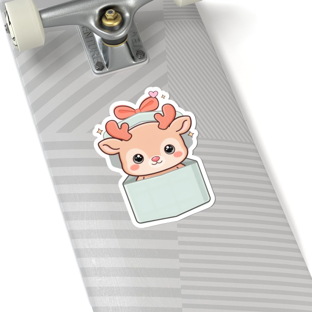 Kawaii Reindeer Sticker, Cute Christmas Gift Box Decal