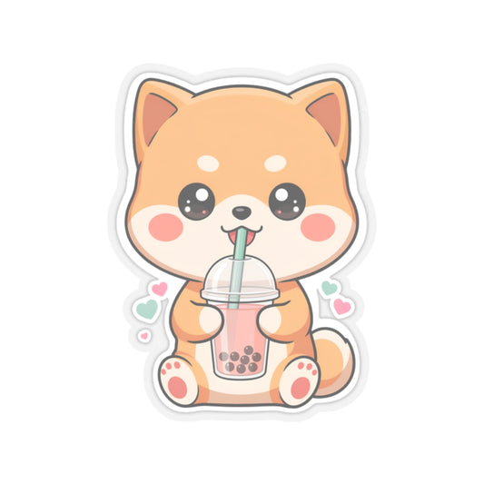 Shiba Inu Bubble Tea Sticker for Kawaii Dog Lovers