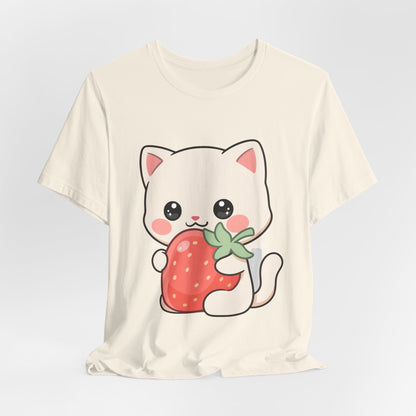 Kawaii Cat Strawberry T-Shirt, Cute Cat Lover Gift