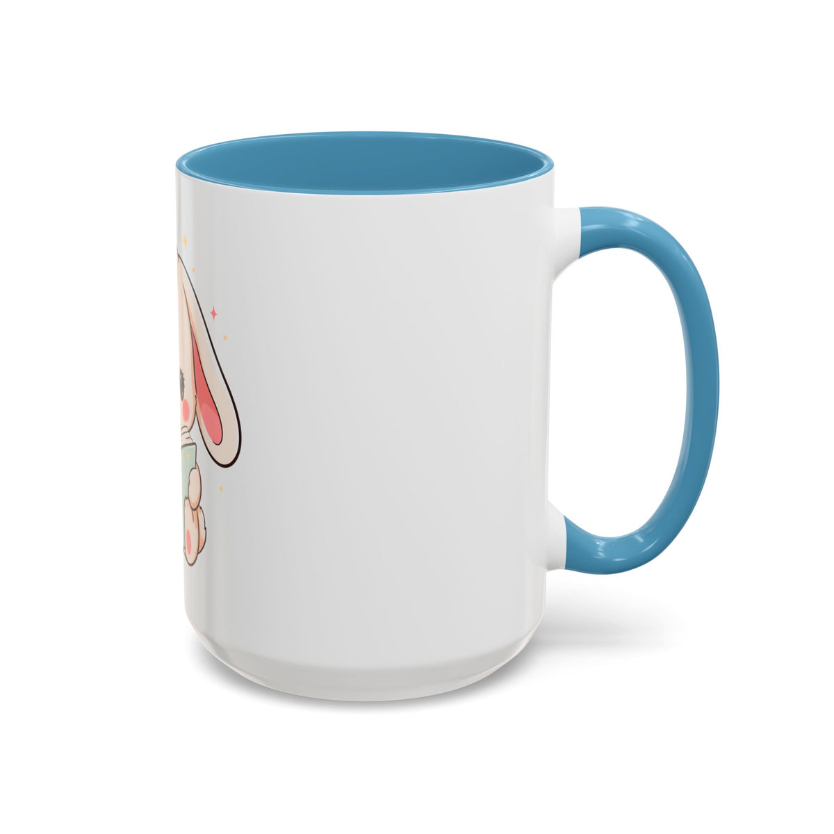 Kawaii Reading Bunny Mug, Cute Book Lover Accent Coffee Mug