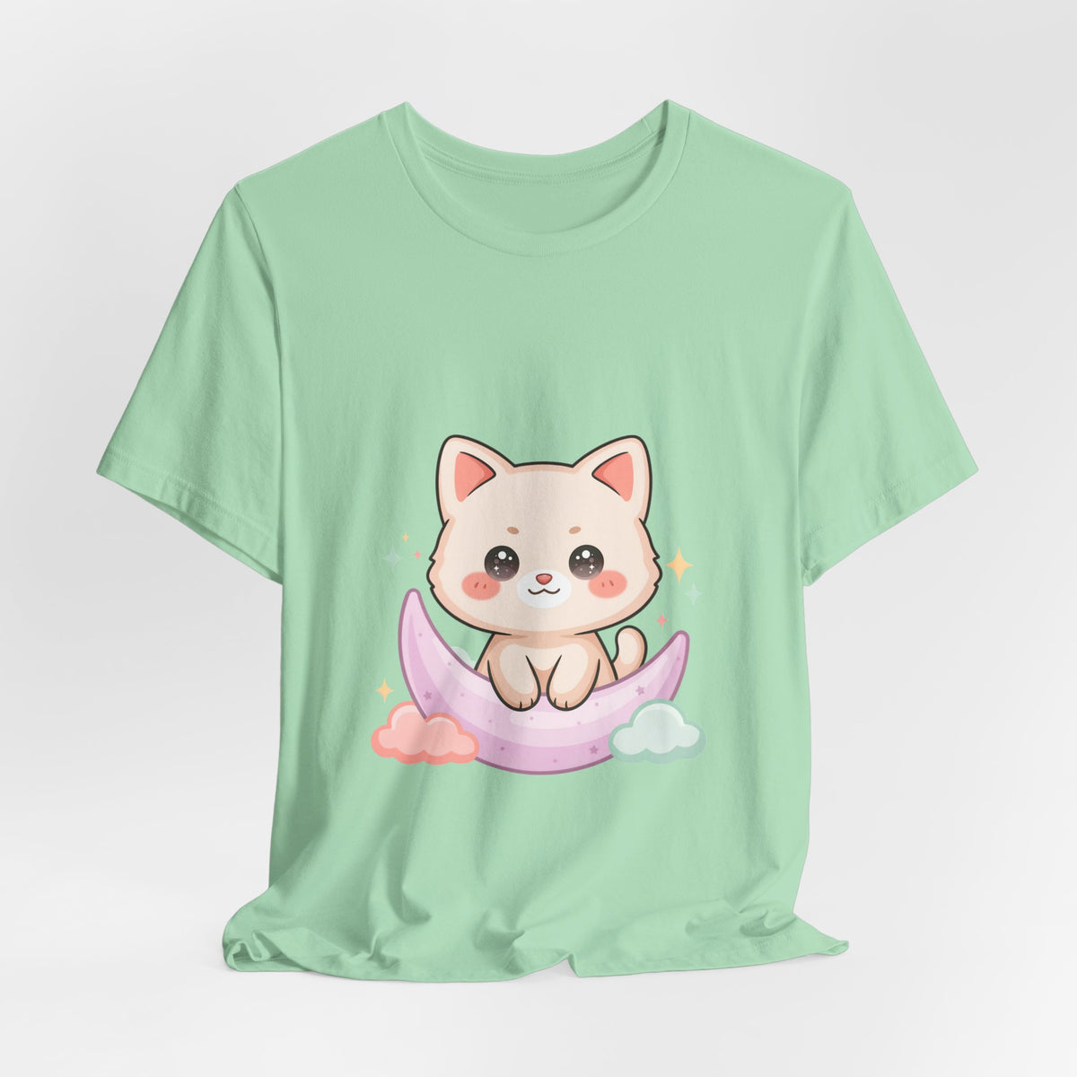 Kawaii Cat Moon T-Shirt for Cozy Night Owls