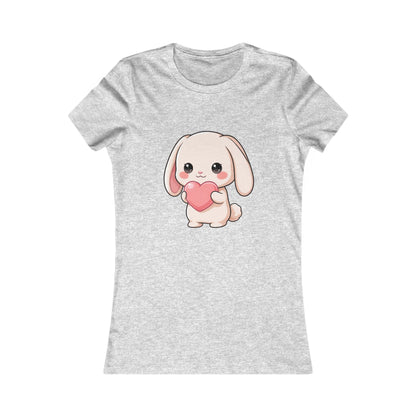 Kawaii Bunny Women's T-Shirt: Cute Heart-Loving Rabbit