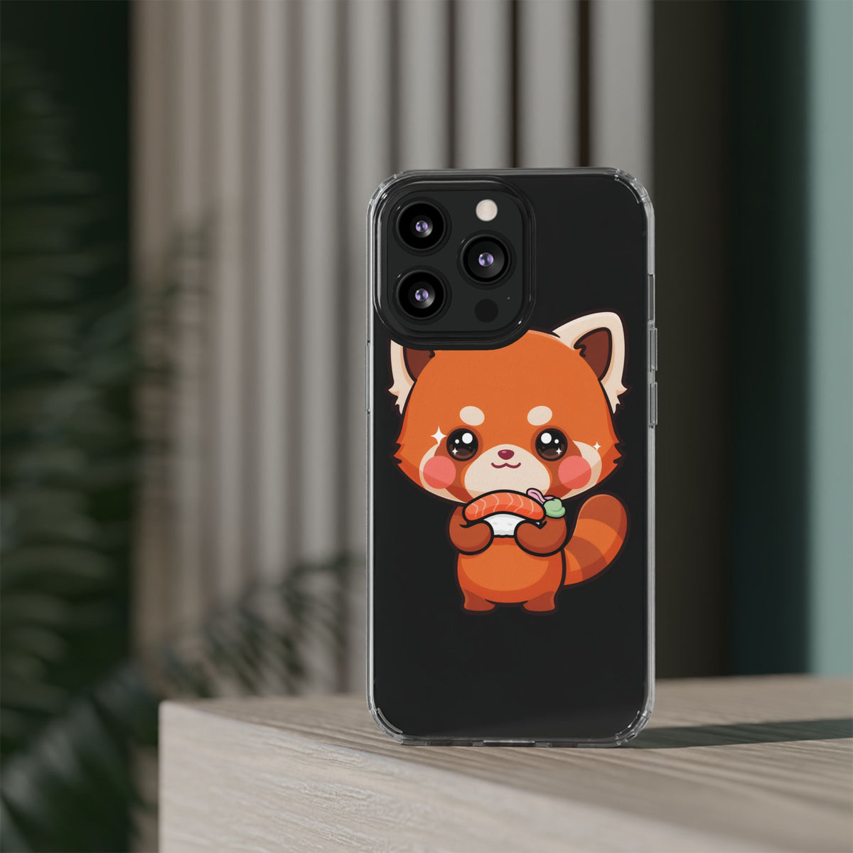 Red Panda Sushi Phone Case, Cute Kawaii Clear Case