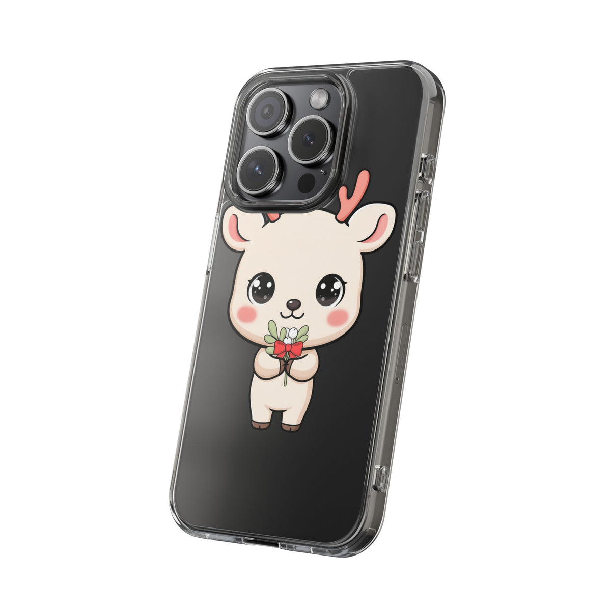 Kawaii Christmas Reindeer Clear Phone Case Gift