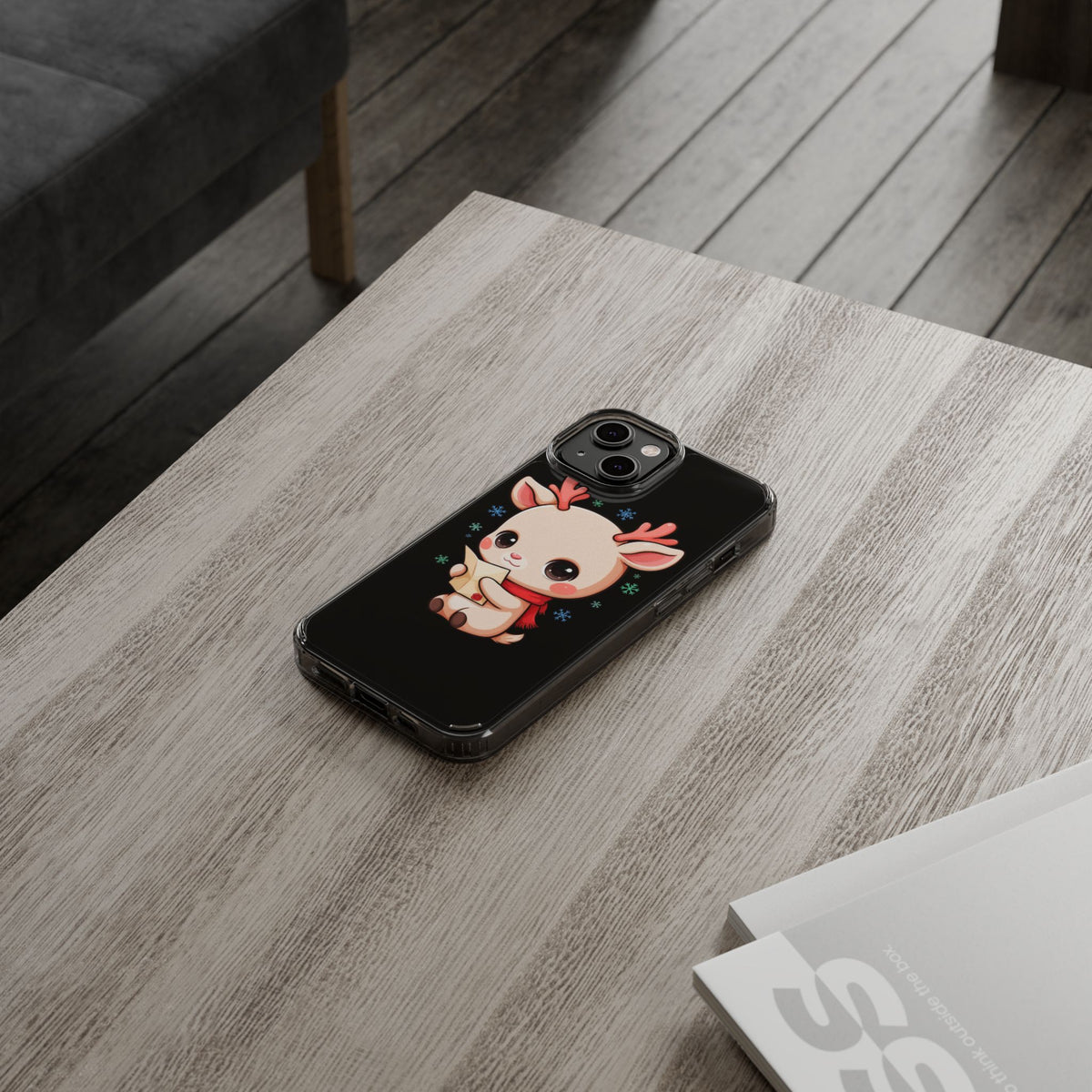 Christmas Reindeer Clear Impact-Resistant Phone Case