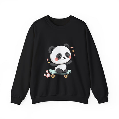 Kawaii Panda Skateboard Sweatshirt, Cute Chibi Panda