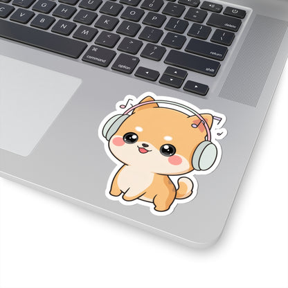 Kawaii Shiba Inu Music Sticker for Journals and Laptops