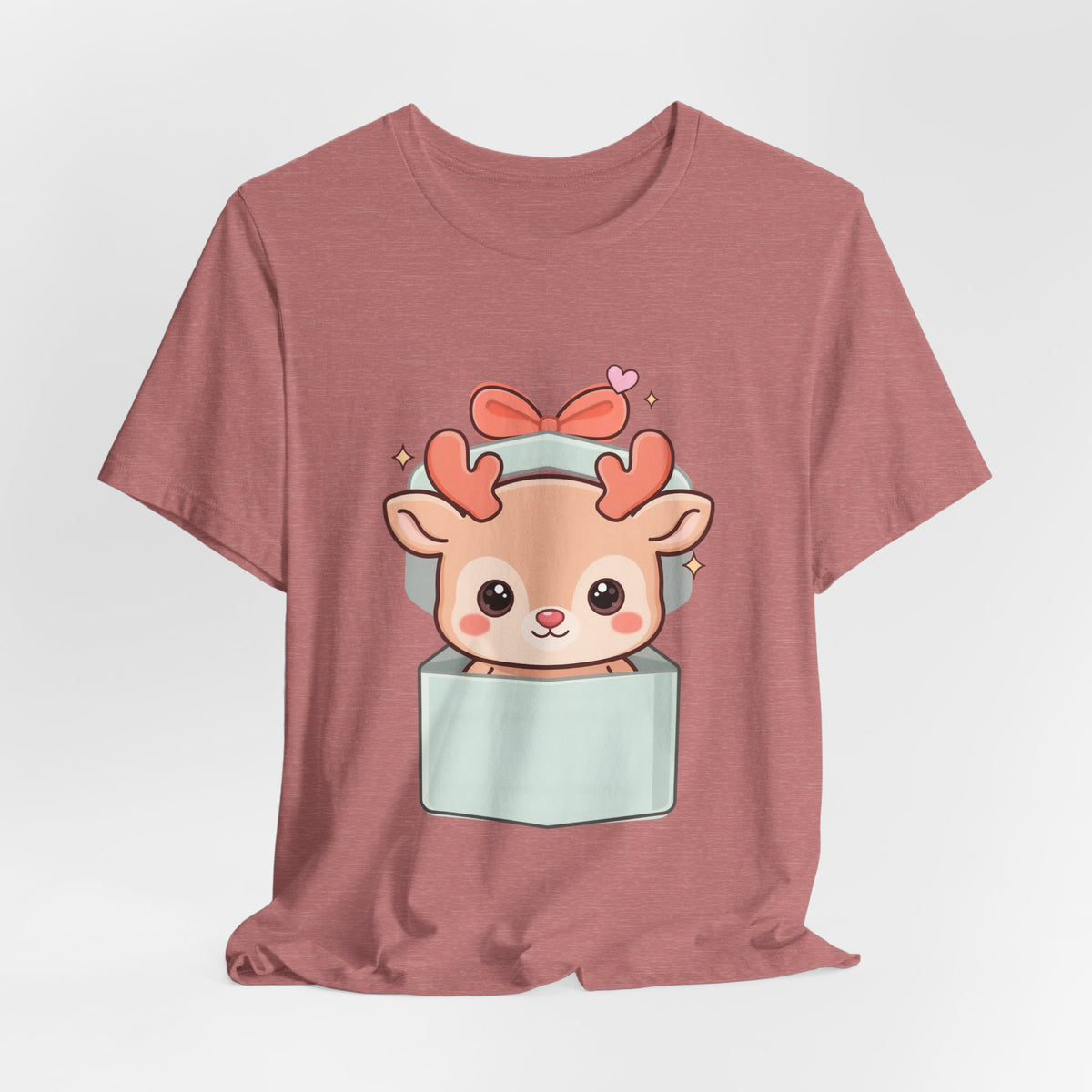 Kawaii Reindeer T-Shirt – Cute Gift Box Christmas Tee