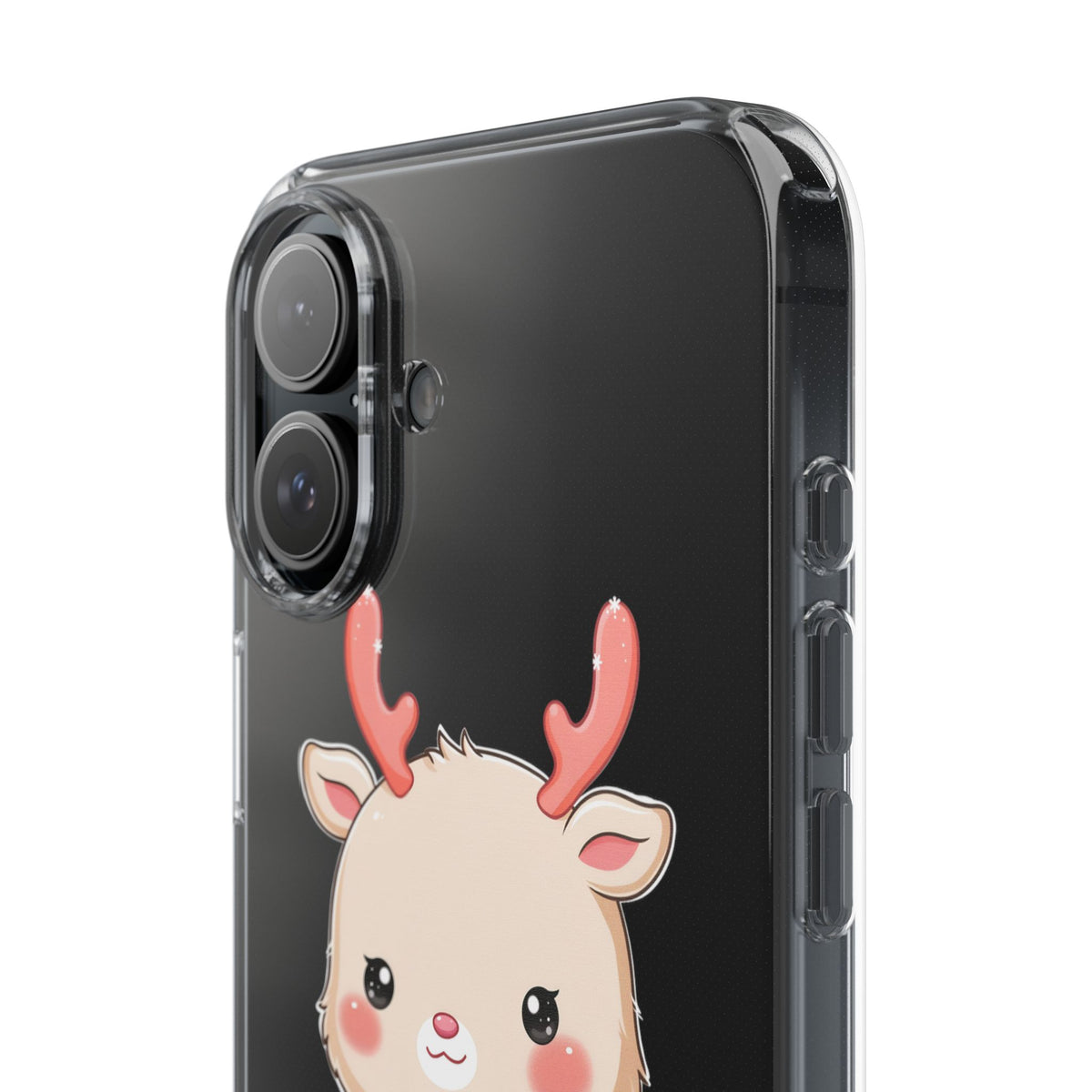 Kawaii Reindeer Clear Impact-Resistant Phone Case