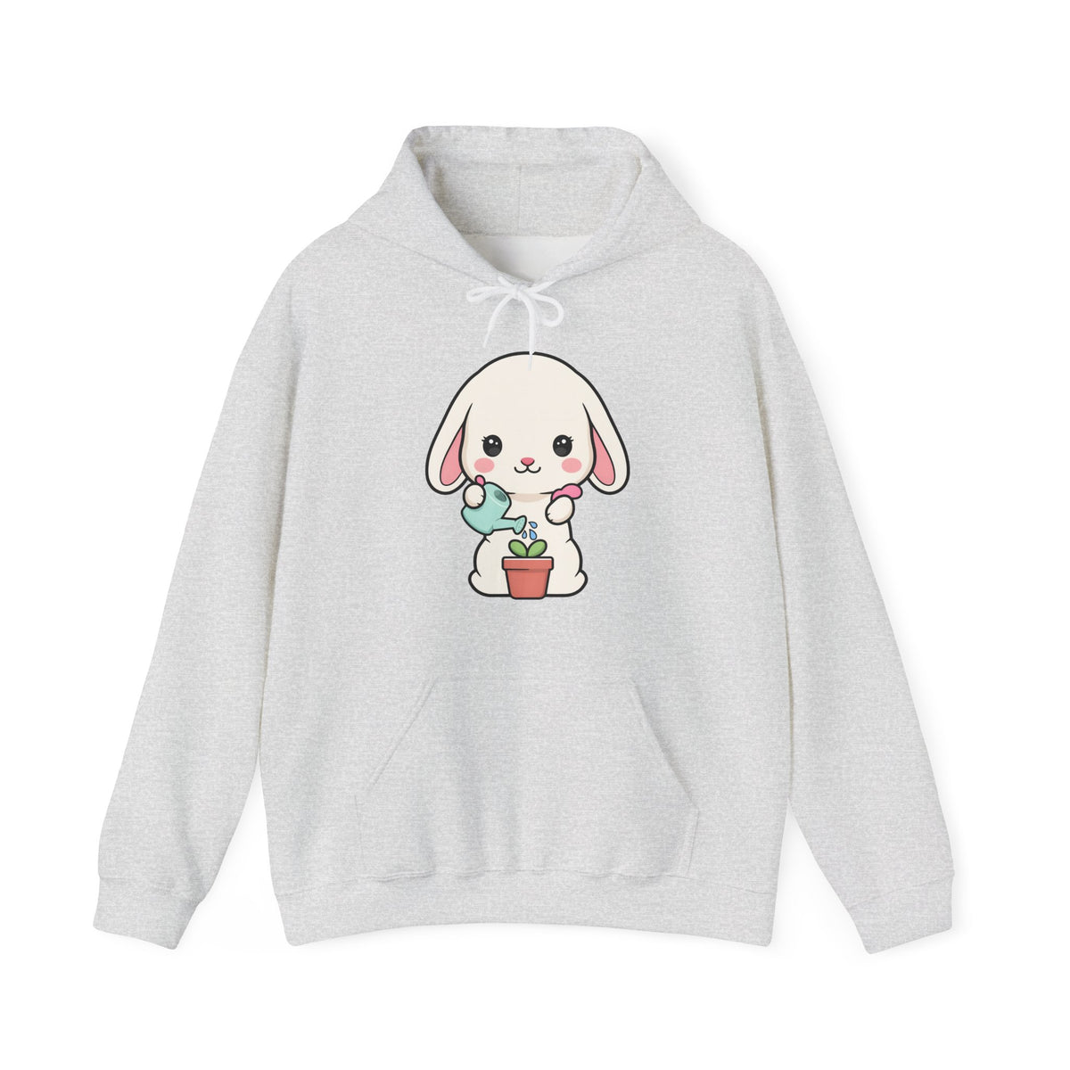 Kawaii Bunny Gardening Hoodie, Cute Plant Lover Sweatshirt