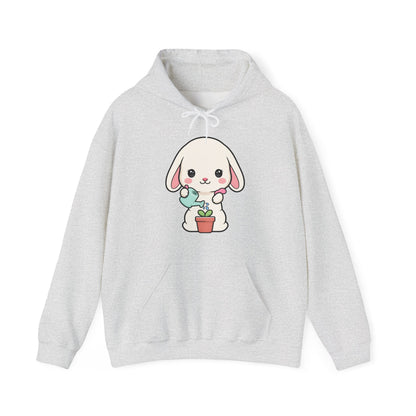 Kawaii Bunny Gardening Hoodie, Cute Plant Lover Sweatshirt