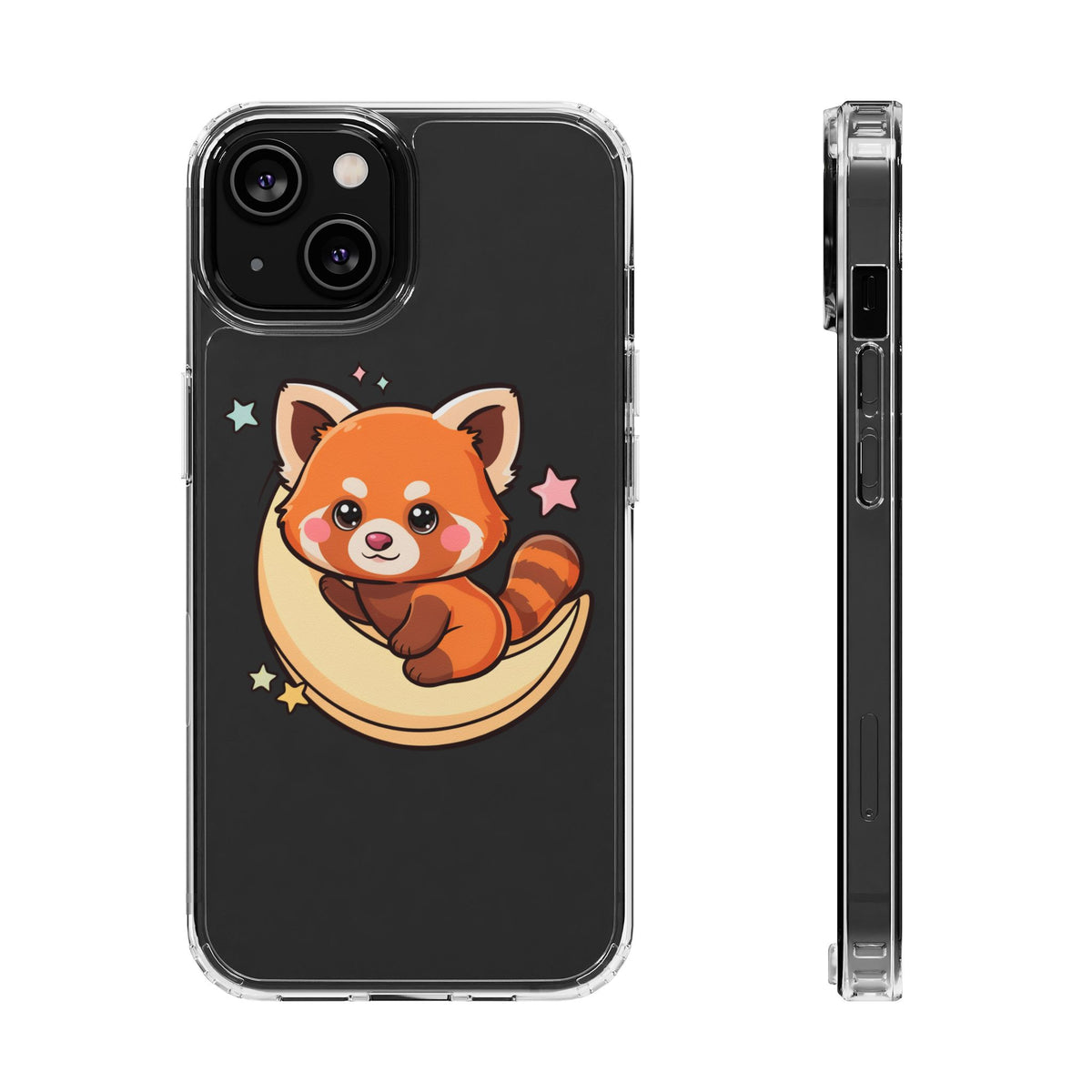 Red Panda Phone Case, Kawaii Moon Companion