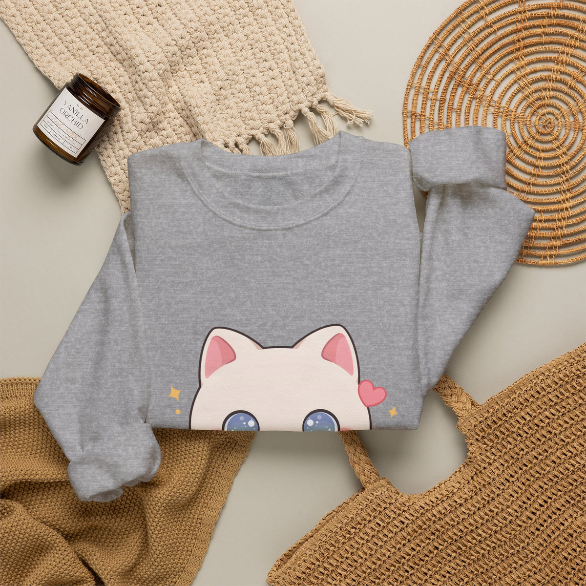 Kawaii Gamer Cat Sweatshirt for Cozy Gaming Nights
