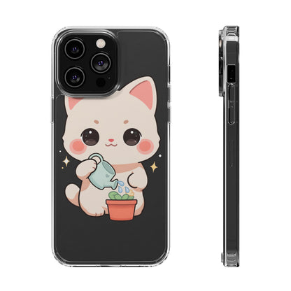 Kawaii Cat Phone Case, Cute Plant Lover Gift