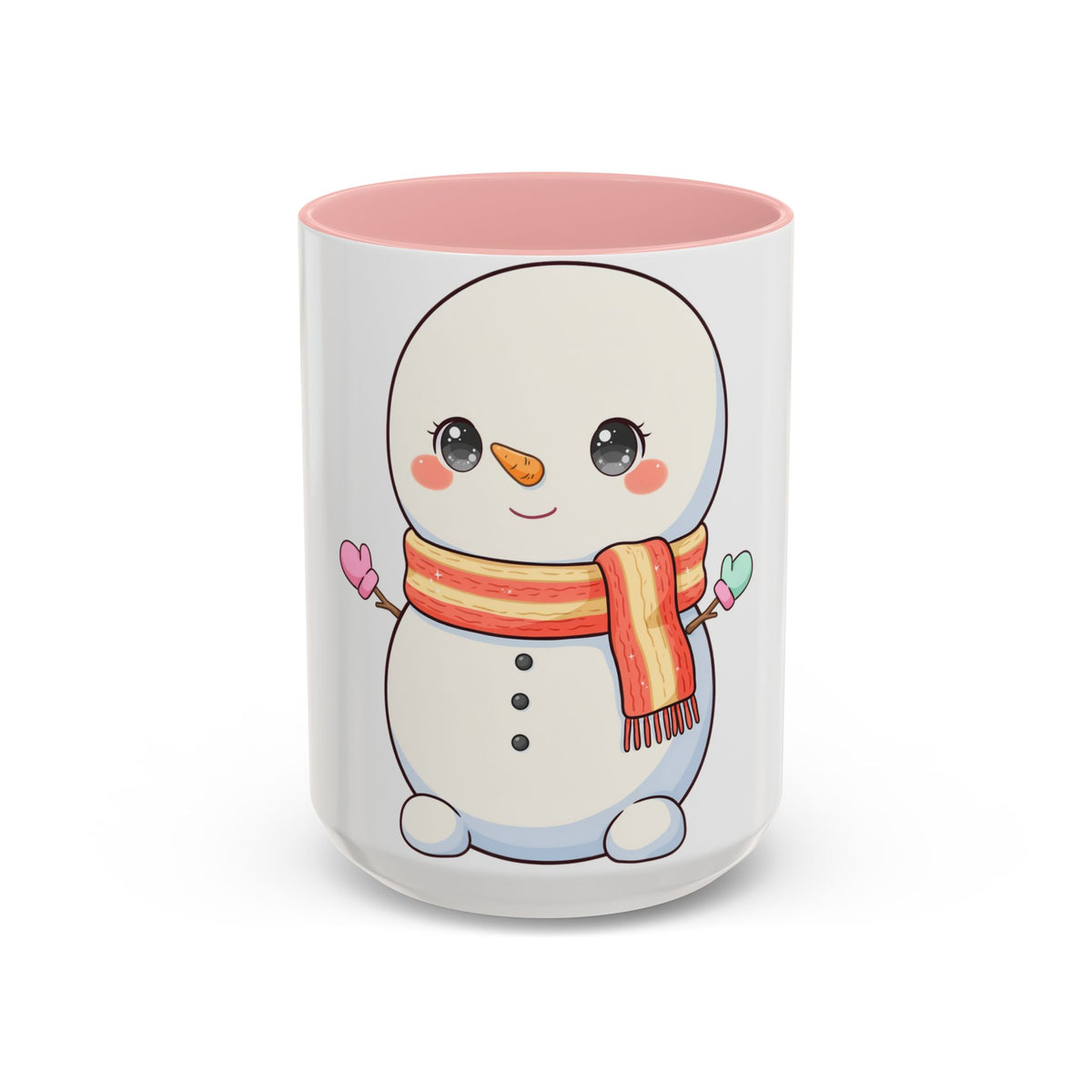 Kawaii Snowman Christmas Mug, Cute Holiday Accent Coffee Mug