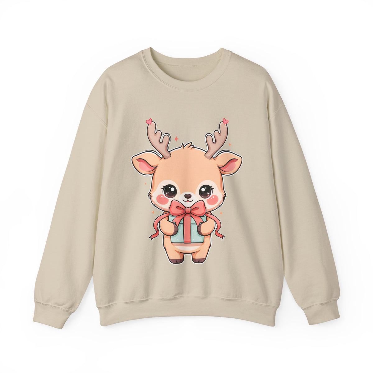 Kawaii Reindeer Christmas Sweatshirt, Cute Gift Crewneck