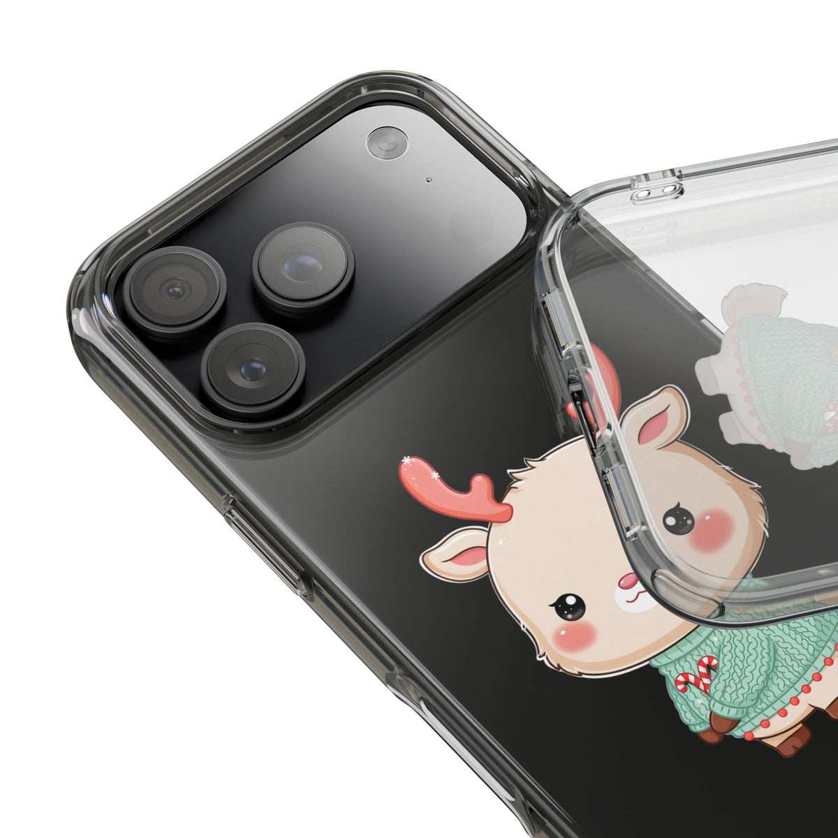 Kawaii Reindeer Clear Impact-Resistant Phone Case