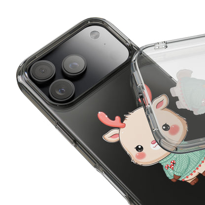 Kawaii Reindeer Clear Impact-Resistant Phone Case