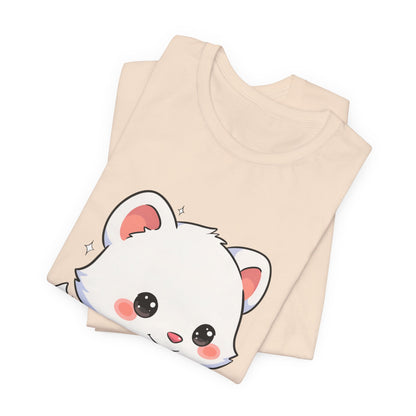 Kawaii Arctic Fox Sledding T-Shirt, Cute Unisex Tee