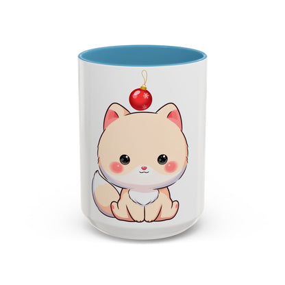 Kawaii Arctic Fox Christmas Mug – Cute Holiday Accent Mug