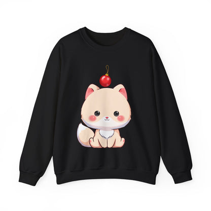Kawaii Arctic Fox Christmas Sweatshirt, Cute Holiday Crewneck