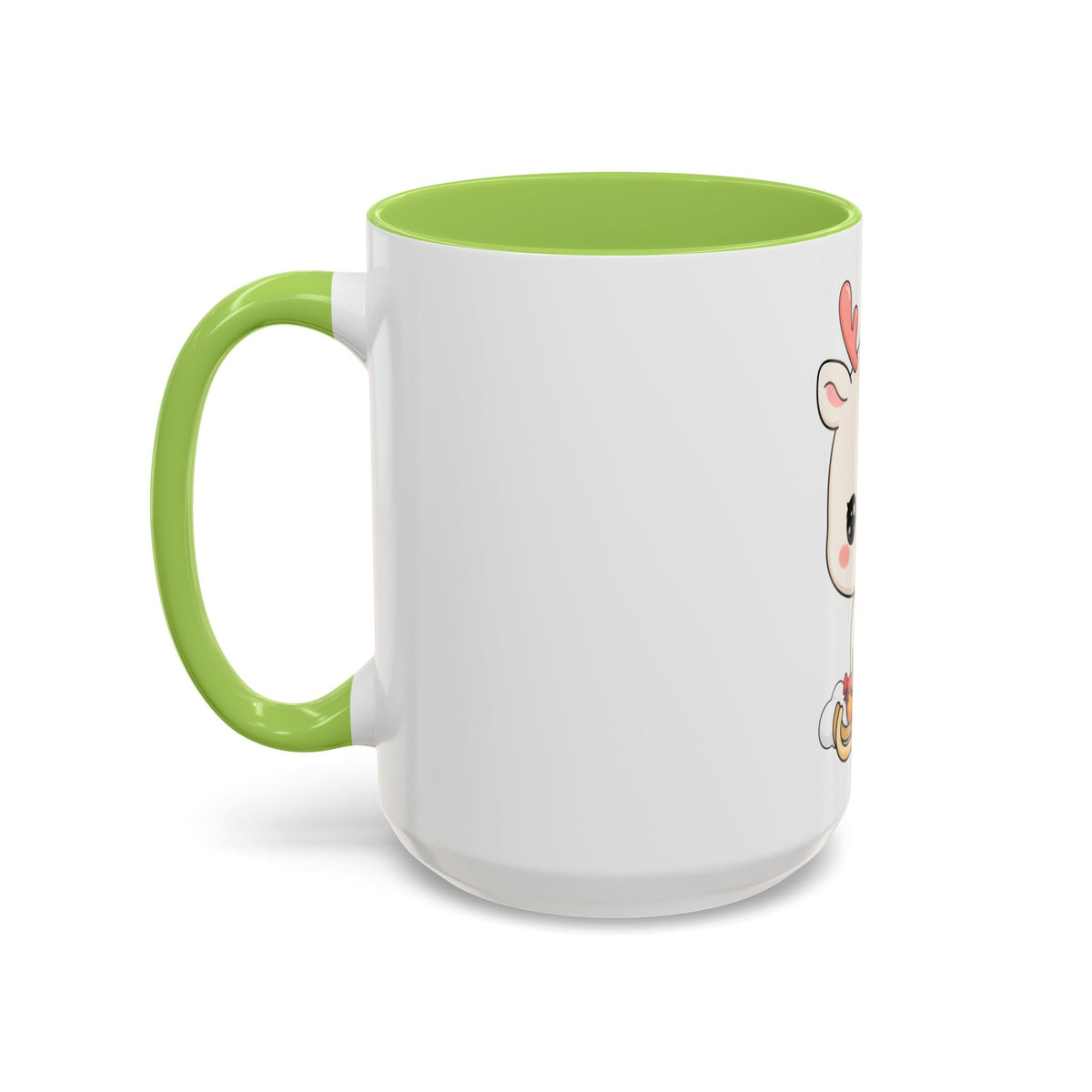 Christmas Reindeer Accent Coffee Mug, Cute Kawaii Sledding Gift