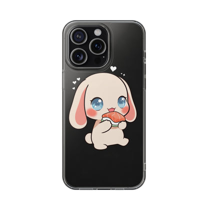 Kawaii Bunny Sushi Phone Case, Clear Impact-Resistant